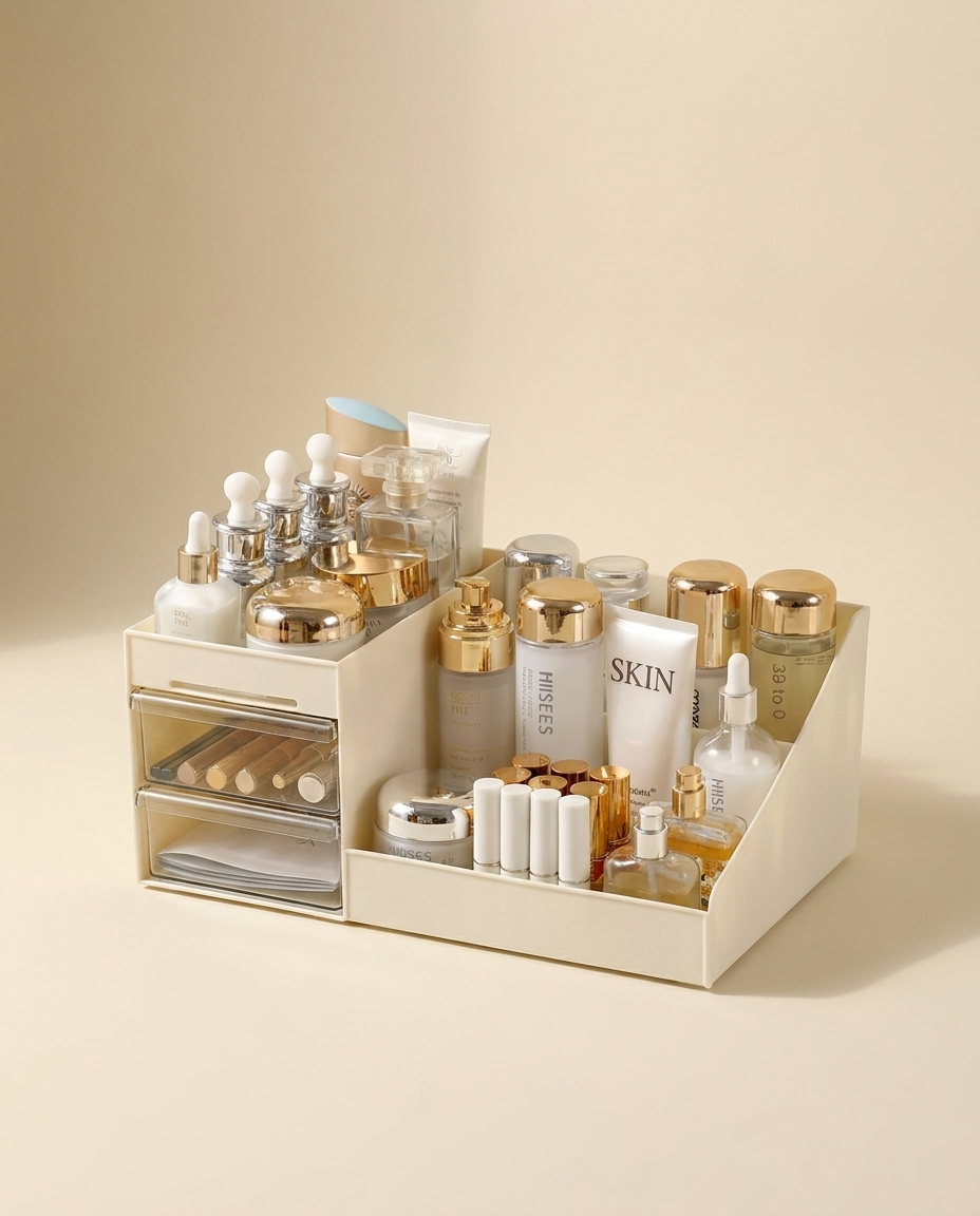 The Vanity Organiser styled on a counter